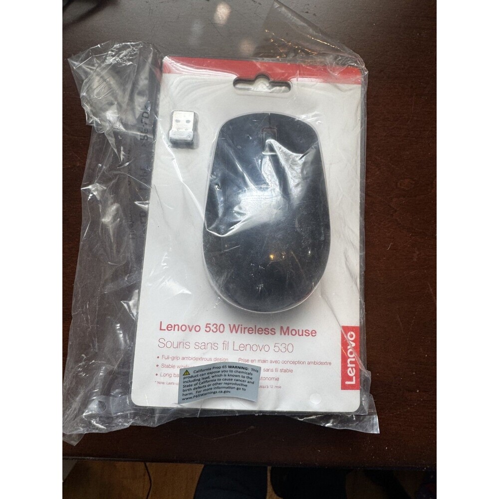 Lenovo 530 Wireless Mouse Black Ambidextrous USB Receiver NEW Sealed Package